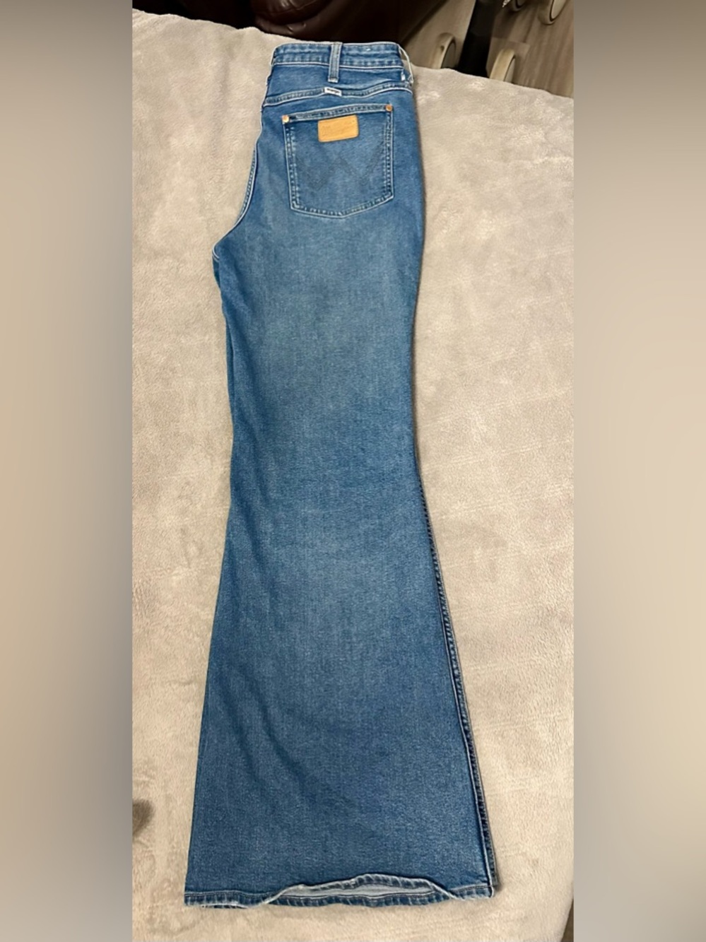 Women’s Wrangler Flare Denim Jeans with Leather Patch